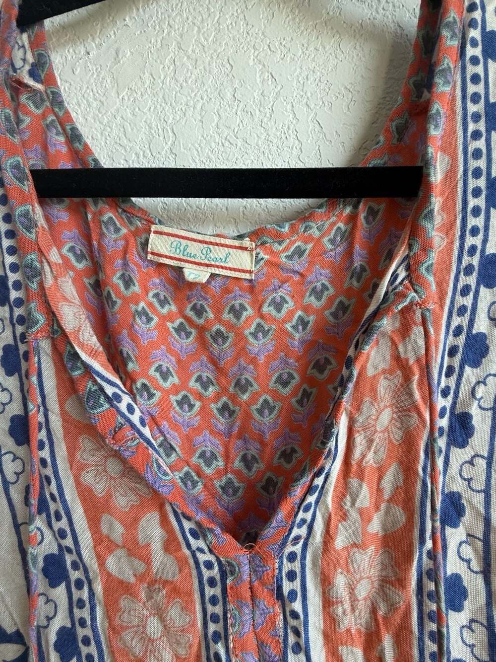 Blue Pearl Boho Printed Maxi Dress with Tassels and Ruffle Sleeves High Low - Picture 4 of 6